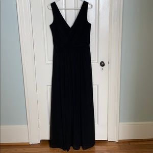 Black chiffon v neck with leg slit